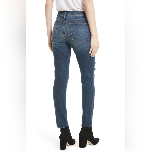 Frame Denim Le High Distressed Skinny-Leg Cropped Raw-Edge Jeans, size 24 - Picture 2 of 11